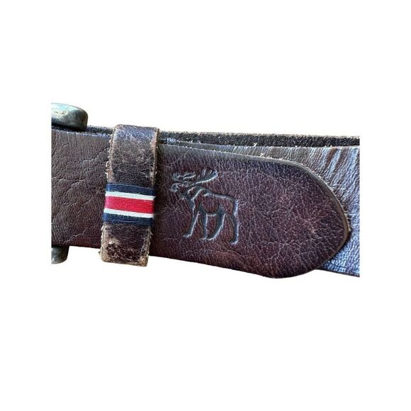 Abercrombie Spelled Out Brown Leather Belt Moose Small-Medium (24”-30”) - Picture 4 of 7